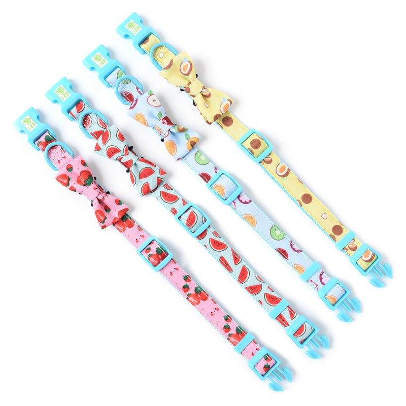 Mile High Life | Girl Dog Collars | Cute Bowtie Dog Collar | Soft Poly Cotton Fabric Collars for Small Dogs | Flower & Fruit Pattern(Watermelon, Collar & Bowtie-XS) - Image 5